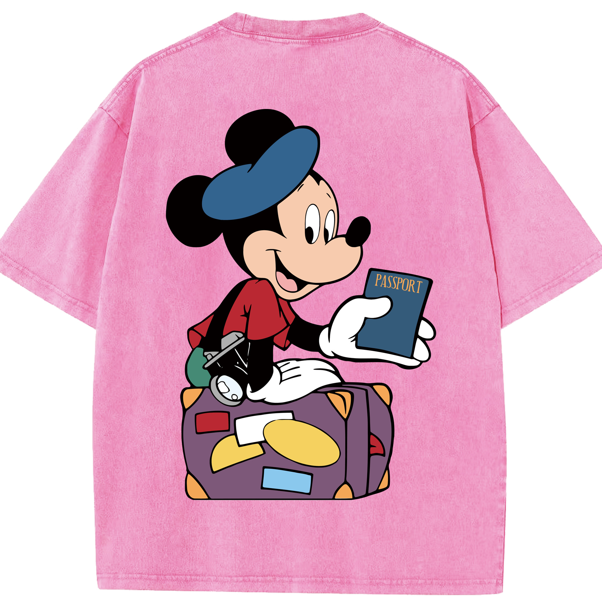 （画像用） ミッキーマウス Mickey Mouse 綿100% ヴィンテージ風 半袖Tシャツ（背面プリント）